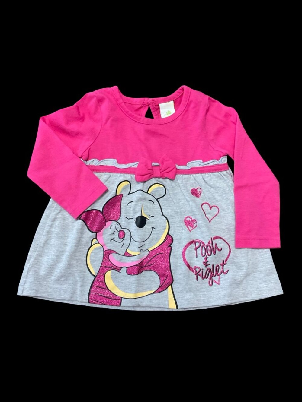 👣 5/$25 - Pink/Grey Long Sleeve Tunic Top w/ Winnie the Pooh Graphic